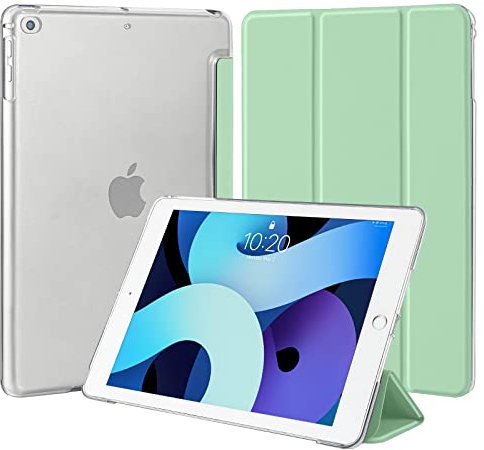 4UBonLife Funda para iPad 9,7 Pulgadas 6.ª/5.ª Generación 2018/2017,para iPad Air 1/2 Cover Protectora Carcasa Rígida Delgada Ligera con Trasera Translúcido Cubierta Auto Sueño/Estela,Verde Menta