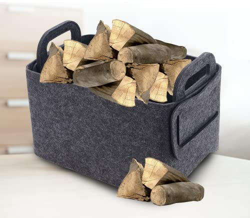 Kaminholzkorb Weide Rechteckig Holzkorb für Kaminholz Geflochten Auch als Wäschekorb geeignet,50x32x35cm