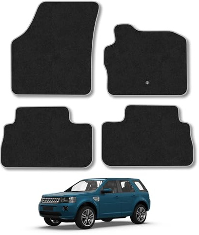 Land Rover Freelander (2006-2013) Carpet Car Mats | Grey Edge Trim Tailored Fit Floor Mats Full Coverage Protection Accessories Easy Clean Anti Slip Made in the UK