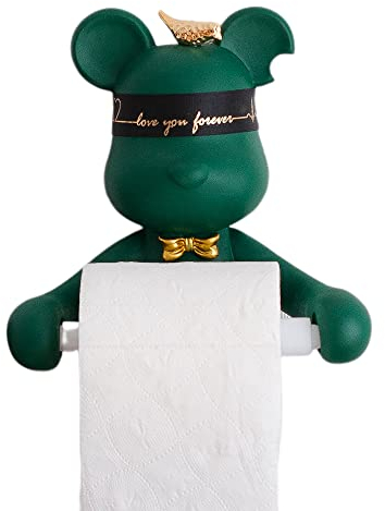 Hanbosym Porte-rouleau de papier toilette mural Ninjia Ours - Porte-rouleau de papier toilette décoratif pour chambre à coucher - Vert