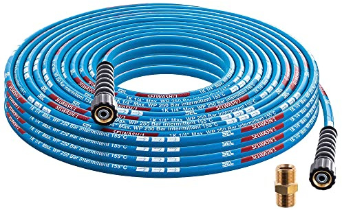 TECHKAR Hochdruckreiniger-Schlauchrohr Verlängerungsschlauch Ersatz – 250bar DN6 Profi M22x1,5 Hochdruckschlauch für Kärcher HD HDS Blau – 15 m Schlauch