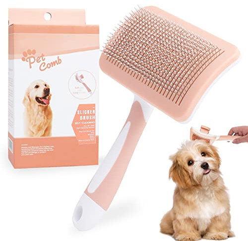 Phantasy® Groß Haustier Hundebürste Katzenbürste, Haustier Bürsten Selbstreinigende Fellbürste, Haar Entferner Haustierbürste für Langhaar und Kurzhaar,Orange