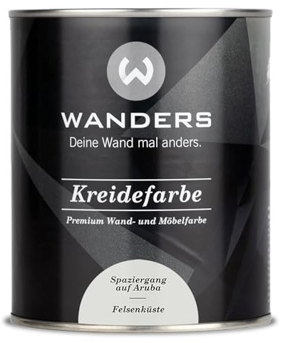 Wanders Shabby Chic Kreidefarbe 750 ml - Felsenküste/Helles Grau - Küchenmöbellack und Möbelfarbe ohne Schleifen. Chalk Paint, für Holz & mehr. Hohe Deckkraft, schnell trocknend