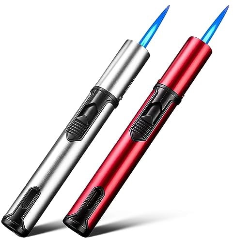 Jetflame Briquet Tempête 2 Pcs 15.2cm - Flamme Bleue Gaz Rechargeable Coupe-Vent pour Cuisine, Camping, Bougie, Barbecue, Cheminée (Vendu Sans Gaz Butane)