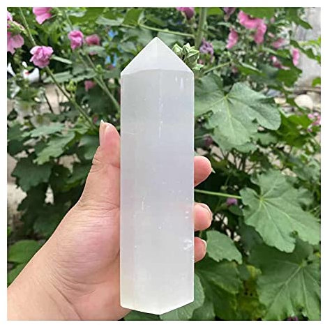 FLOAPA Rohe Steine und Mineralien Steinhandwerk, natürlicher, transparenter Gips, Quarz, Obelisk, Kristall, Heimdekoration Rohe Steine und Mineralien (Size : 200-250g)