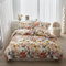 Housse de Couette 220x240 Fleurie Fleurs Rouge Jaune Blanche Imprimé Parure de Lit Microfibre Adulte Parure Housse Couette 220 x 240 avec Fermeture Éclair 2 Personne avec 2 Taies d'oreiller 65x65cm