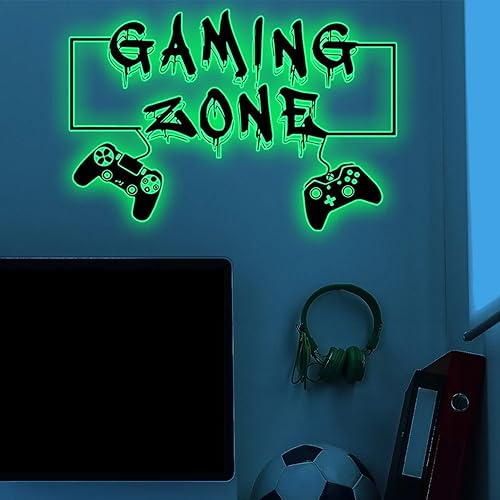 Gamer Wandtattoo für Jugendzimmer eines Jungen Selbstklebendes Leuchtaufkleber Set Gaming Kinderzimmer Wandtattoo Wandbild für das Schlafzimmer DIY Dekoration für die Wandgestaltung geeignet
