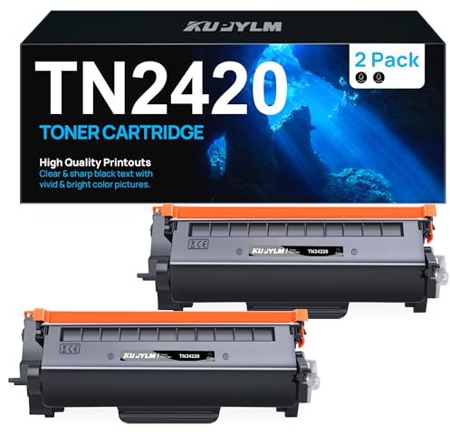 KUPYLM TN2420 Toner kompatibel für Brother TN 2420 TN2410 kompatibel mit MFC-L2710DW MFC-L2710DN L2730DW L2750DW DCP-L2510D L2530DW HL-L2375DW L2310D L2350DW L2370DN (2 Schwarz, mit Chip)