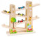 Jouets de Rampe de Voiture en Bois avec 4 Voitures Rampe de Course en Bois Toboggan de Voiture Zig Zag Voiture Rampe Jouet en Bois pour 1 2 Ans Cadeaux