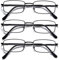 SKYWAY 3 Pack Lesebrille für Herren, Metallrahmen Blaulicht Blockierende Brillen, Leichte Blendschutz-Computerspielleser (Schwarz, 2.5)