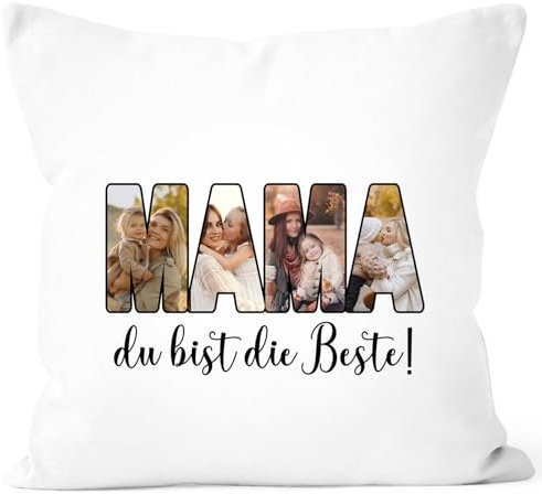 SpecialMe® Kissen-Bezug mit eigenen Fotos selbst gestalten personalisiertes Geschenk für Mama Muttertagsgeschenk weiß Standard