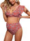 QWLKOY Maillots de bain de maternité 2 pièces pour femme - Bikini de grossesse - Imprimé - Maillot de bain à volants - Tankini taille haute, Imprimé rouge, L