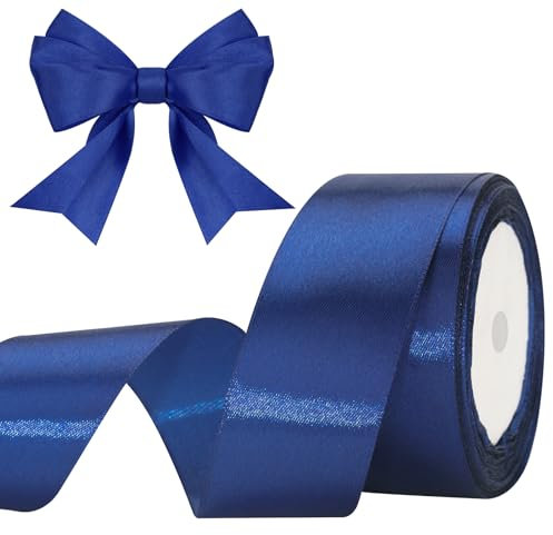 G2PLUS Darkblue Satinband 40mm, Breit Dekoration Geschenkband, 22m Schleifenband zum Bastel, Darkblue Satin Dekoband für Geschenkverpackung, Dekoration