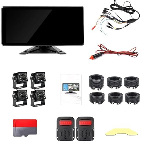 Auto Rückfahrkamera 10,36 4CH Smart Blind Spot Radar Für Lkw Bus Auto DVR Recorder Monitor Mit 4 Pcs AHD1080P Infrarot Nachtsicht Kamera Rückfahrkameras (Größe : Monitor add 4 Camera)