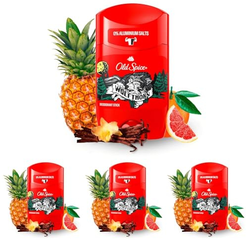 Old Spice Wolfthorn Deodorant Stick Für Männer, Ohne Aluminium, 50 ml (Packung mit 4)