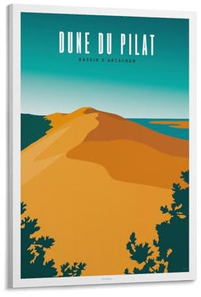 Jdheeh Poster mit Vintage-Motiv AFFICHE DUNE DU PILAT, Et Banc D'Arguin, Reiseposter, Leinwandkunst, Poster, Wanddekoration, Poster, 40 x 60 cm