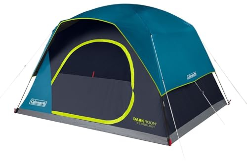 Coleman 4/6/8/10 Person Skydome Dark Room Tent with Rainfly, 5 Minute Setup, Blocks 90% of Sunlight, 20% More Headroom Than Traditional Tents