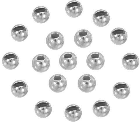 PATIKIL 4.6mm Fly Tying Tungsten Beads, 50 Pcs Tungsten Slotted Beads Tungsten Round Ball Beads for Jig Hooks Fishing Materials, Dark Silver