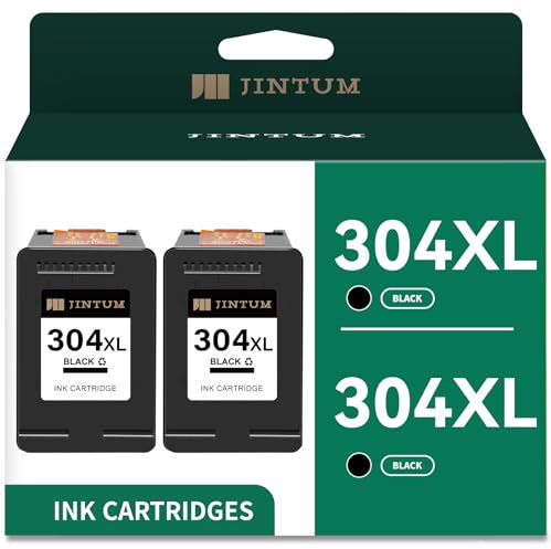 JINTUM 304XL Patronen Schwarz Multipack Kompatibel Für HP Envy 5010 5020 5030 5032 5000 5050, DeskJet 2620 2630 3750 5010 5032 3720 5020 5020 3 762 2633 3730 3733 (2er-Pack,Black)