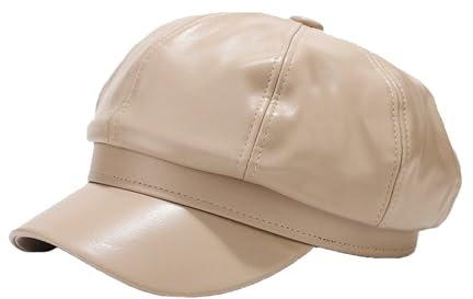 Yanmucy Newsboy Hüte für Frauen Mode PU Leder Winter Visor Paperboy Hut Vintage Classic Beret Warme Mütze für Damen Mädchen