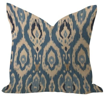WSDESDEC Ikat Kissenbezug, 55,9 x 55,9 cm, Sackleinen, Bauernhaus-Kissen, quadratischer Kissenbezug für Zelt, Terrasse, Bett, Sofa, Heimdekoration