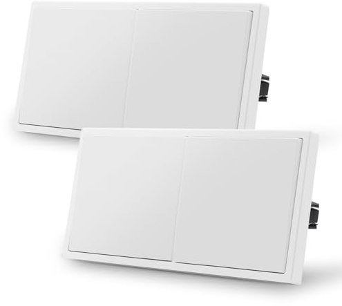 MVAVA interruptor de luz empotrado Interruptor inversor 80mm*150mm Interruptor de pared 2 pack Blanco