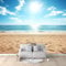 Papier Peint Mural 3D Plage Paysage Marin Bleu 200x140 cm Papier Peint Panoramique Poster Tapisserie Photo, Papier Peint intissé pour Chambre Salon Personnalisé Murale Décoration