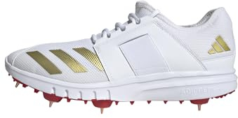 adidas Men's Howzat Spike, Cloud White/Gold Metallic/Pure Ruby, 4.5 UK