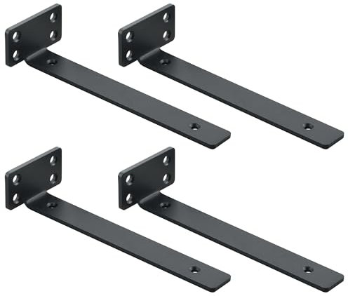 Mooche 4 Pièces Supports d' Étagère Flottants Mural, Large Éventail d'Applications, Equerre Etagere Murale Facile à installer/Pratique, 20 x 4 x 6.5 CM, Noir