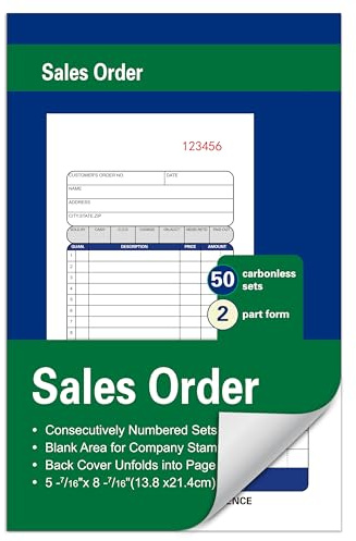 Large Sales Order Book,2-Part Carbonless,5-7/16 x 8-7/16Inches,50 Sets/Book