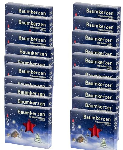 Baumkerzen Rot – 20er Pack (20×20 Stück = 400 Kerzen) – ca. 13 × 105 mm – Weihnachtskerzen/Christbaumkerzen/Pyramidenkerzen – hochwertige Baumkerzen in Rot