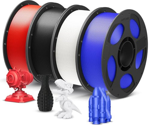 ANYCUBIC PLA+ Filament 1.75mm, Refill PLA Plus Filament und Spool Kit, Hohe Zähigkeit und Präzision -3D-Druckmaterialien, Intelligente Identifikation, 4KG Schwarz&Weiß&Rot&Blau