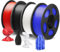 ANYCUBIC PLA+ Filament 1.75mm, Refill PLA Plus Filament und Spool Kit, Hohe Zähigkeit und Präzision -3D-Druckmaterialien, Intelligente Identifikation, 4KG Schwarz&Weiß&Rot&Blau