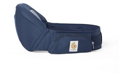 Ergobaby Lift Hip Seat Babytrage mit Babyhüftsitz für Babys und Kleinkinder ab 6 Monaten (7,7 kg - 20,4 kg), Hüftsitz Trage Hüfttrage, Midnight Blue