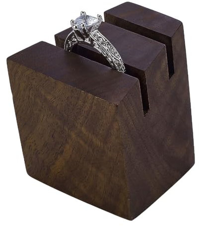 FINGERINSPIRE 2 Schlitz Ausstellungsständer Für Fingerringe Aus Holz 5.6x4.5x4.5cm Kokosnussbraun Ringhalter Aus Holz 4mm Schlitz Aufbewahrungsregal Für Paarringe Schmuckring Organizer
