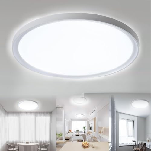 ACXIN LED Deckenleuchte Flach Rund 36W Kaltweiß, IP44 Badlampe Wasserdicht, Deckenlampe Modern für Wohnzimmer, Badezimmer, Schlafzimmer, Küche, Flur, Keller, Ø28,5cm