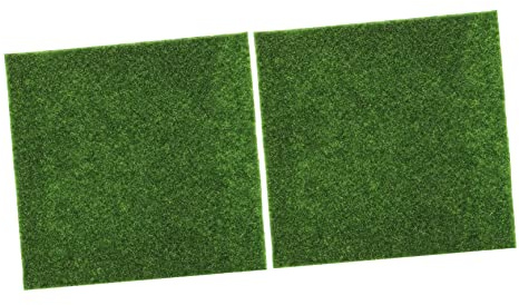 Mikikit 30x30 cm PVC Kunstrasen in Grün für Selbstgemacht Dekoration | Realistische Form und Farbe, Flache Ausführung, Kleiner Garten und Kunstprojekt, 2 Stück-pack