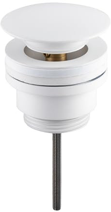 Balneo Bonde de Lavabo Universelle Blanc - Système Clic Clac D - Facilité d'Utilisation - Silicone Étanche et Durable - Adaptée à 99% des Lavabos - pour Salle de Bain - Design Intérieur
