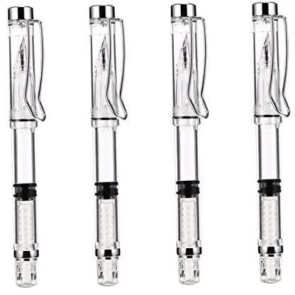 HYTROVE 4pcs Ink Pen for Students Writing Practice Fountain Pen Built Ink Absorber for Calligraphy and Classroom Use
