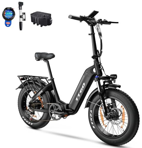 ttgo E Bike Klapprad, 20 Zoll Elektrofahrrad für Herren mit 36V 25AH Abnehmbarem Akku, 4.0 Fat-Tire Mountain Ebike mit 250W Motor und Drehmomentaufnehmer Reichweite 100-120KM, F6 (Schwarz)