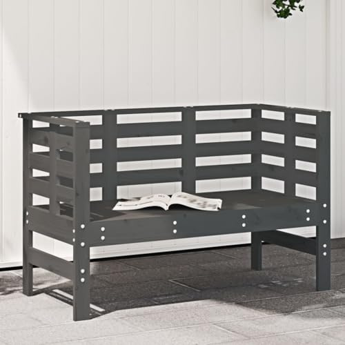 Homvdxl Gartenbank Holz Parkbank mit Surround Rückenlehne Eck-Balkonbänke Gartenmöbel 111,5x53x71cm Grau