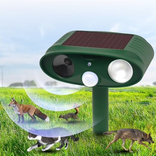 Cat Repellent for Gardens uk with Solar Powered Cat Repellent Ultrasonic PIR SensorIP54 Waterproof Dog Repellent Outdoor Squirrel Repellent