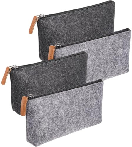 Voarge 4 Stück Filz Mäppchen 22×11cm, Federmäppchen mit Reißverschluss, für Kosmetik Stifte Bleistifte Gel-Stift und Andere Schulbedarf
