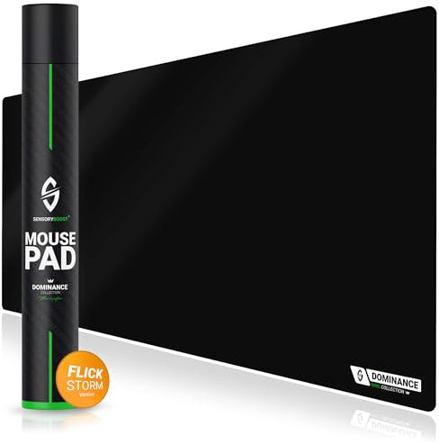 SensoryBoost Gaming Mousepad XXL – FlickSTORM | 100×50cm | Speed-Stoffoberfläche für maximale Geschwindigkeit | Ultra schnell, 3 mm, flacher Rand & rutschfest | Premium Mauspad | Schreibtischunterlage