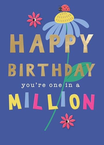 Second Nature Embellished You're One In A Million Birthday Greeting Card With Pink Flowers - Wildflower Heartfelt, Unique, Elegant, Keepsake, Eco-Friendly