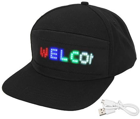 Cocoarm LED Smart Hat, App Editable Mensaje Cap con Pantalla Extraíble para Fiestas Eventos Publicidad Promoción (sombrero negro)