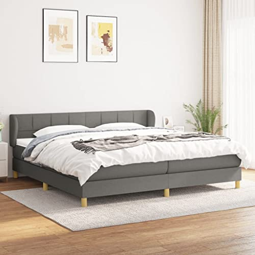 Frdhee Verstellbares Bettgestell Voll,Boxspringbett mit Matratze Dunkelgrau 200x200 cm Stoff Boxspringbett, Stauraum unten