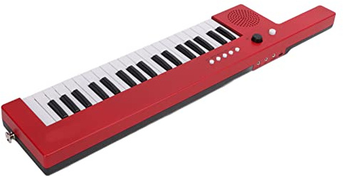 Dilwe Mini Keytar 37 Key Keyboard Piano, Portable Musical Instrument with Microphone Function for Kids and Beginners (BF-3755 red)