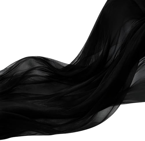 Weicher Organza Tüllstoff 160cm x 3 Meter/5M/10M, Transparenter Netzstoff Dekostoff Zum Nähen Für Hochzeit, Party, Torbogen, Kleid, Tüllrock, Schleier Und DIY Deko (Schwarz, 160cmx5m)