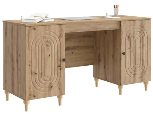 vidaXL Schreibtisch Artisan-Eiche 142,5 x 50 x 75 cm Holzwerkstoff, Wohnzimmer, Rechteckiger Tisch, Moderner Stil, Viel Stauraum, Holzwerkstoff, Minimalistisch, Funktionell